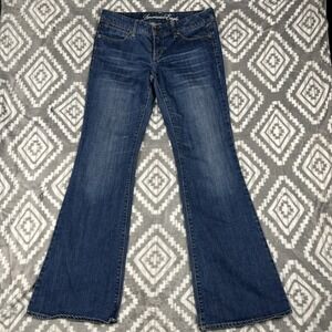 American Eagle Jeans Womens 33x32" Long Blue Denim Real Flare Boho Y2K